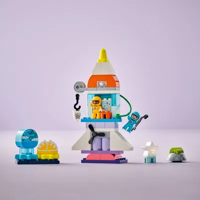 Produktbild von LEGO DUPLO 3-in-1-Spaceshuttle für viele Abenteuer, Weltraum-Set mit Raketen-Spielzeug für Kinder zum Bauen, Wissenschafts- und Motorik-Spielzeug zur frühen Entwicklung, Geschenk für 3-Jährige 10422