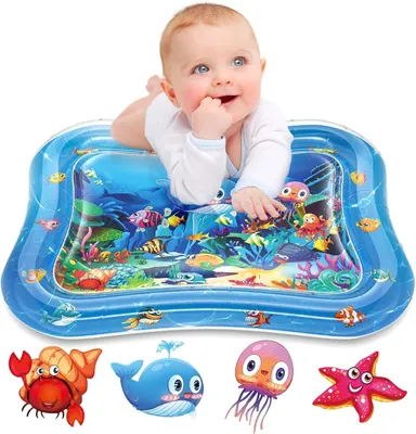 Produktbild von Infinno Wassermatte Baby Wasserspielmatte Spielzeug, Spielmatte Baby für 3 6 9 Monate Blauer Ozean