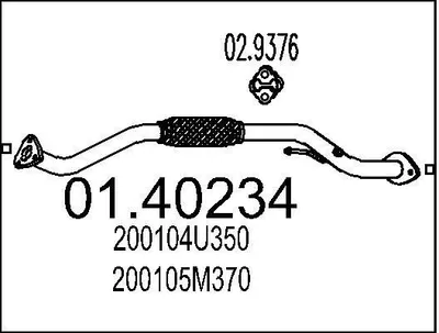 Produktbild von MTS Abgasrohr Auspuffrohr für NISSAN ALMERA II Hatchback (N16) Vorne 01.40234
