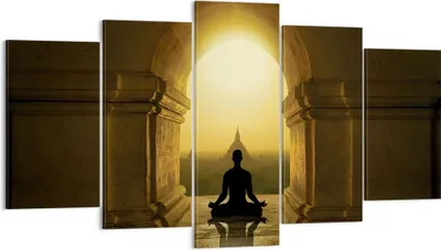 Produktbild von Bild auf Leinwand - Leinwandbild - 5 Teile - Meditation Tempel Schatten - 160x85cm - Wand Bild - Wanddeko - Wandbilder - Leinwanddruck - Bilder - Wanddekoration - Leinwand bilder - EA160x85-4474
