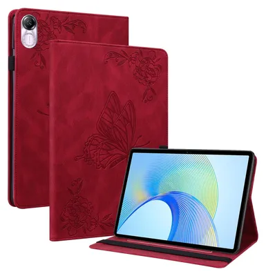 Produktbild von Für Honor Pad X9 / X8 Pro Schmetterling Muster Kunstleder Hülle Cover Tasche Case Rot
