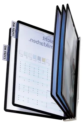Produktbild von Wandhalterung mit 5 Sichttafeln, Dokumentenhalter, grau/schwarz