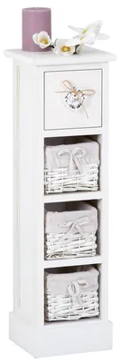 Produktbild von Schubladenkommode FLOWER Schubladenregal Standregal in weiß mit 1 Schublade und 3 Körben