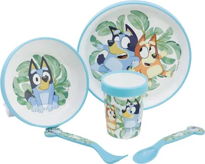 Produktbild von Bluey Bingo Kinder Geschirr-Set 5 tlg antirutsch Becher Besteck Teller Schüssel
