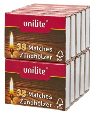Produktbild von 2500 Schachteln Unilite Zündhölzer Streichhölzer Zündholzschachtel Hölzer