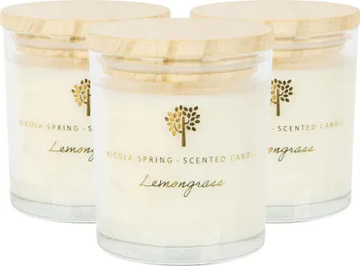 Produktbild von Nicola Spring Sojawachs-Duftkerzen – 130 g – Zitronengras – 3er-Pack