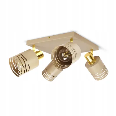 Obrázek produktu pro LUXOLAR – 4žárovkové LED stropní svítidlo, krémová/zlatá, E27, 60 W – otočné stropní svítidlo do obývacího pokoje a kuchyně – moderní design ve stylu Japandi