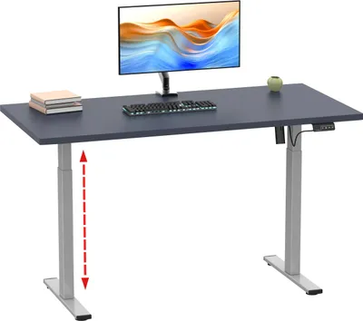 Zdjęcie produktu dla Regulowana wysokość biurka | Bezstopniowa regulacja wysokości 71-120 cm | Komputer Wymiary 140x50 | Stół biurowy Lona