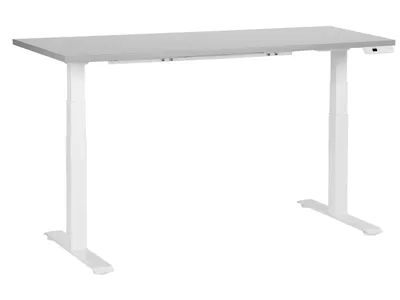 Produktbild von BELIANI Schreibtisch Grau & Weiß Melamin 160x72cm Elektrisch Höhenverstellbar Rechteckig mit USB Metallgestell Modern Büro Steh-Sitz-Tisch Stehtisch