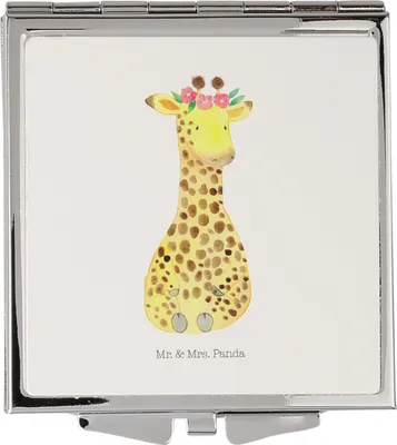Produktbild von Mr. & Mrs. Panda Kosmetikspiegel Giraffe Blumenkranz - Weiß - Geschenk, Taschenspiegel, Abenteurer, Selbstliebe, Klappbarer Spiegel, Afrika, Kleiner, Freundin