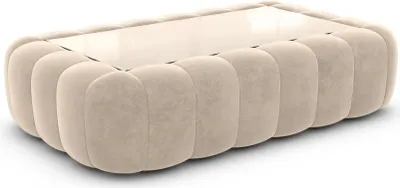 Produktbild von Samtstoff Couchtisch Rectangle Valora Creme