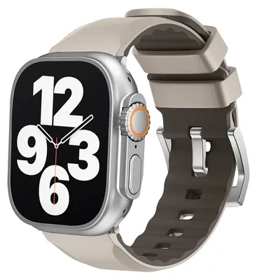 Obrázok produktu pre Pre Apple Watch SE 2023 44 mm Dvojfarebný silikónový športový remienok Náhradný pás na ruku béžový