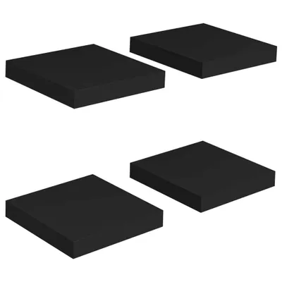 Four black square shelves are arranged in a two-by-two grid against a white background.