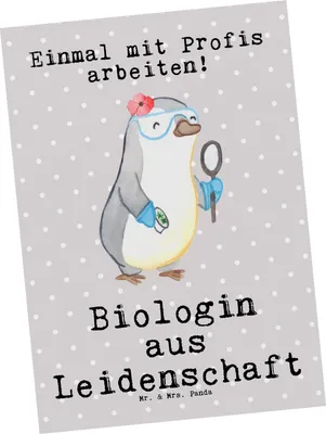Produktbild von Mr. & Mrs. Panda Ansichtskarte Biologin Leidenschaft - Grau Pastell - Geschenk, Ansichtskarten, Beruf, Postkarte, Master, Kunstkarten, Spruch, Lustig, Grußkarte, Bachelor