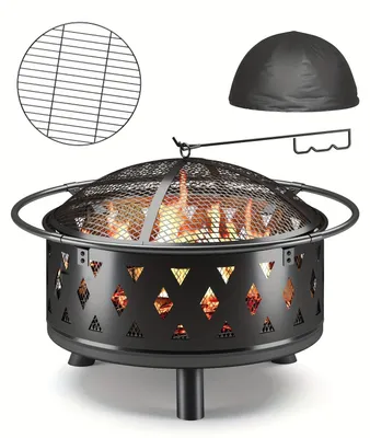 Image de Brasero - Foyer de jardin - Foyer extérieur - Foyer de terrasse - Barbecue - Noir - Diamètre 76 cm