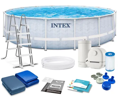 Produktbild von Intex 26746NP, 19156 l, Gerahmter Pool, Kind & Erwachsener, Leiter, Blau, Grau