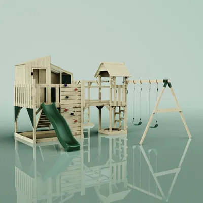 Produktbild von OutdoorToys Spielturm Emma aus Holz in Grün Kinderschaukel
