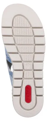 Produktbild von Rieker Damen Pantolette mit Schlangenprägung und Plateau V4989, Größe:37 EU, Farbe:Blau