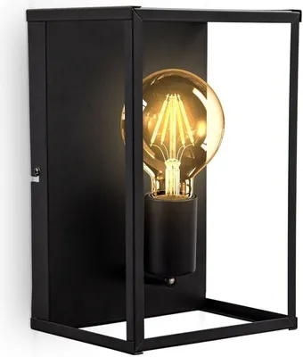 Image de B.K.Licht plafonnier cage métal noir, lampe murale pour ampoule E27 de max 60W, ampoule non incluse, éclairage plafond & mural vintage entrée, couloir, chambres IP20