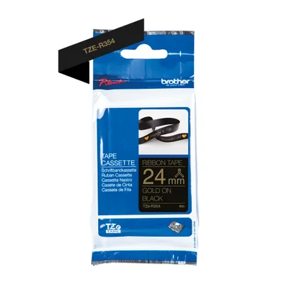 Produktbild von Brother TZE-R354, Gold auf Schwarz, TZe, Schwarz, Wärmeübertragung, China, Brother