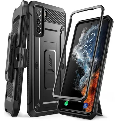 Obrázok produktu pre Vonkajší obal pre telefón Samsung Galaxy S22 (6,1") 5G s klipom na opasok a stojanom, čierna farba