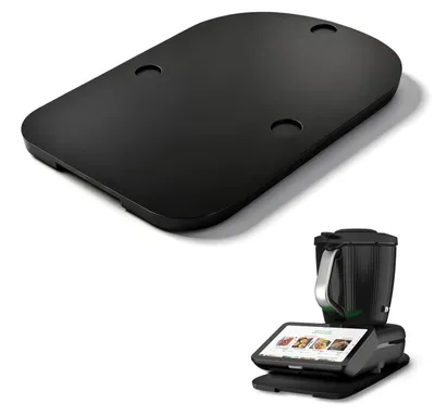 Rollplanke für Thermomix TM7, Bambus, schwarz, mit Rollen