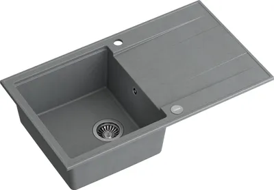 Obrázok produktu pre Kuchynský drez QUADRON s 1 misou | Rozmery: 86 x 50 x 21 cm | EVAN 111 | Kuchynský drez GraniteQ granitový drez so sifónom | Sivá a oceľ