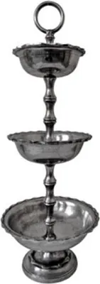 Produktbild von Casa Padrino Luxus Etagere 3-Stufig Silber Ø 38 x H. 105 cm - Hotel & Restaurant Accessoires