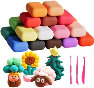 Productafbeelding van Boetseerklei voor kinderen, 24 kleuren, zelfhardende klei, luchtdrogende klei, hardende pasta