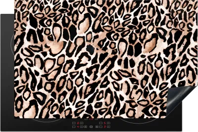 Produktbild von KitchenYeah© Herdabdeckplatte Panther Druck - Flecken - Schwarz , 81x52cm, Küche Deko, Glaskeramikkochfeld Herdabdeckung, Abdeckplatte fùr Kochfeld