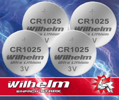 Produktbild von 4 x CR1025 WILHELM Lithium Knopfzelle 3V 32 mAh ø10 x 2,5 mm Batterie DL1025