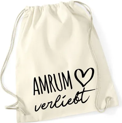 Produktbild von Huuraa Turnbeutel Amrum verliebt 12 Liter Natural Baumwolle Rucksack Geschenkidee