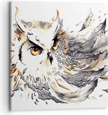 Produktbild von Bild auf Leinwand - Leinwandbild - Owl Federn Weisheit Natur - 70x70cm - Wand Bild - Wanddeko - Leinwanddruck - Bilder - Kunstdruck - Wanddekoration - Leinwand bilder - Wandkunst - AC70x70-3016