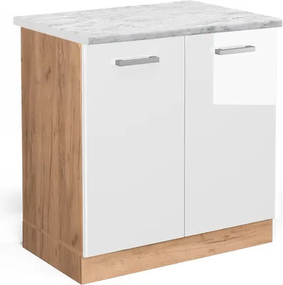 Obrázek produktu pro Skříňka pod dřez Vicco R-Line Bílá vysoký lesk 80 cm PD Mramor, Model 46932