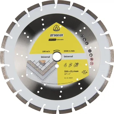 Produktbild von Klingspor DT 900 UX Diamanttrennscheiben, 500 x 3,6 x 25,4 mm 34 Segmente 40 x 3,6 x 12 mm, Standardverzahnung