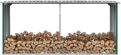 Obrázok produktu pre Sklad na drevo s šikmou strechou – sklad na palivové drevo – krytý priestor na skladovanie dreva do krbu – regál na drevo do krbu – sklad dreva, rozmer 330 x 92 x 153 cm, pozinkovaná oceľ