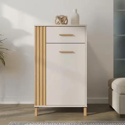 Image de Carducci - Meuble d'entrée, 60x40x103h cm Blanc crème, un tiroir