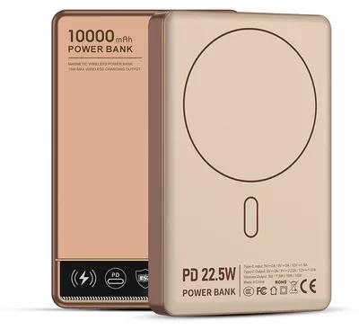 Image de Batterie externe ZELURXX de 10000 mAh avec charge sans fil magnétique, chargeur rapide USB-C de 22,5 W compatible Power Delivery, pour smartphone, couleur or