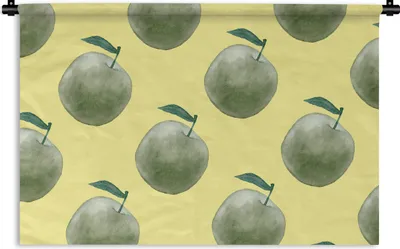 Produktbild von MuchoWow® Wandteppich Wandbehang Äpfel - Grün - Muster 120x80 cm Tapisserie Dekoration Wandtuch - Wanddekorationen - Wandtücher