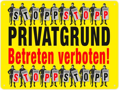 Produktbild von Privatgrund Metallschild XXL in 28x38 cm in gelb mit Spruch Betreten verboten
