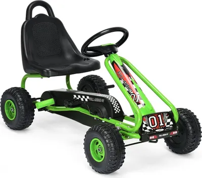 Produktbild von Pedal Go Kart mit verstellbarem Sitz 4 Räder Pedalbetriebenes Aufsitzauto 92 x 50 x 53 cm Grün + Schwarz