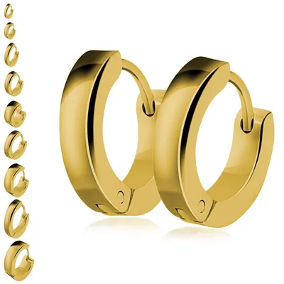 Produktbild von Edelstahl Klappcreolen Ohrringe Uni Silber oder Schwarz - gold Ø 16 mm x 7 mm