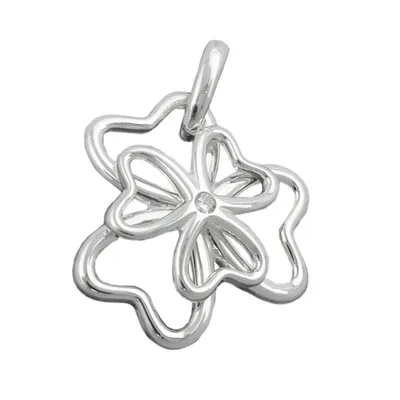 Produktbild von Anhänger 18mm Kleeblatt Zirkonia glänzend Silber 925 silber 18mm