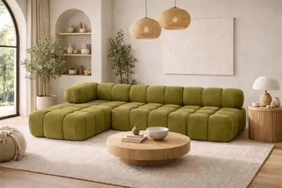 Produktbild von Kaiser Möbel Ecksofa Modulare L-Form, Veloursstoff Salvador, Olive, Links, Selia