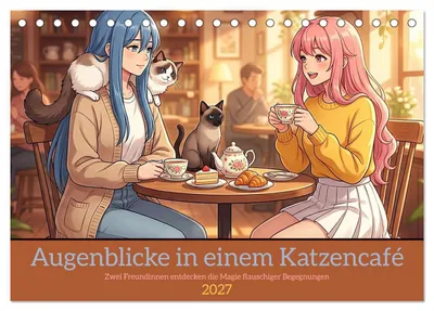 Produktbild von Augenblicke in einem Katzencafé (Tischkalender 2027 DIN A5 quer), CALVENDO Monatskalender