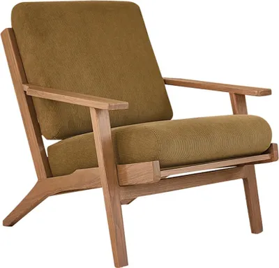 Produktbild von Teakholz Sessel mit bequemer Sitzfläche aus Cordstoff