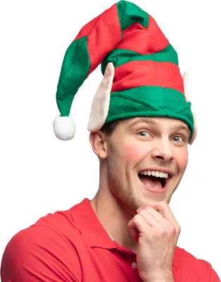 Produktbild von Weihnachtsmütze Elf mit Ohren und Bommel | Rot Grün