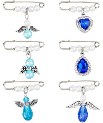 6 Engel-Anhänger für Brautstrauß, etwas Blaues, Schutzengel, Hochzeitsgeschenk