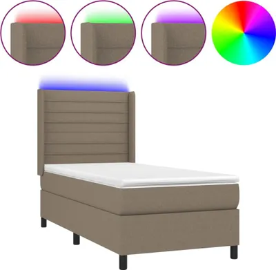 Produktbild von vidaXL Boxspringbett mit Matratze & LED Taupe 80x200 cm Stoff