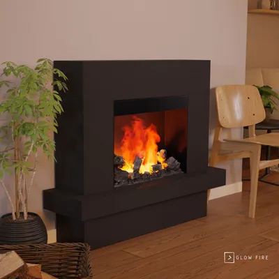 Produktbild von GLOW FIRE Elektrokamin 'Hera Opti Myst' | Wasserdampf Kamin mit Heizung inkl. Holz in weiß als Standkamin| HxBxT: 115x126x32cm